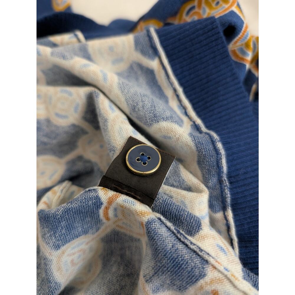 J McLaughlin Kristyn Cardigan Navy Gold Chain Print‎ Cotton Modal - Picture 9 of 9